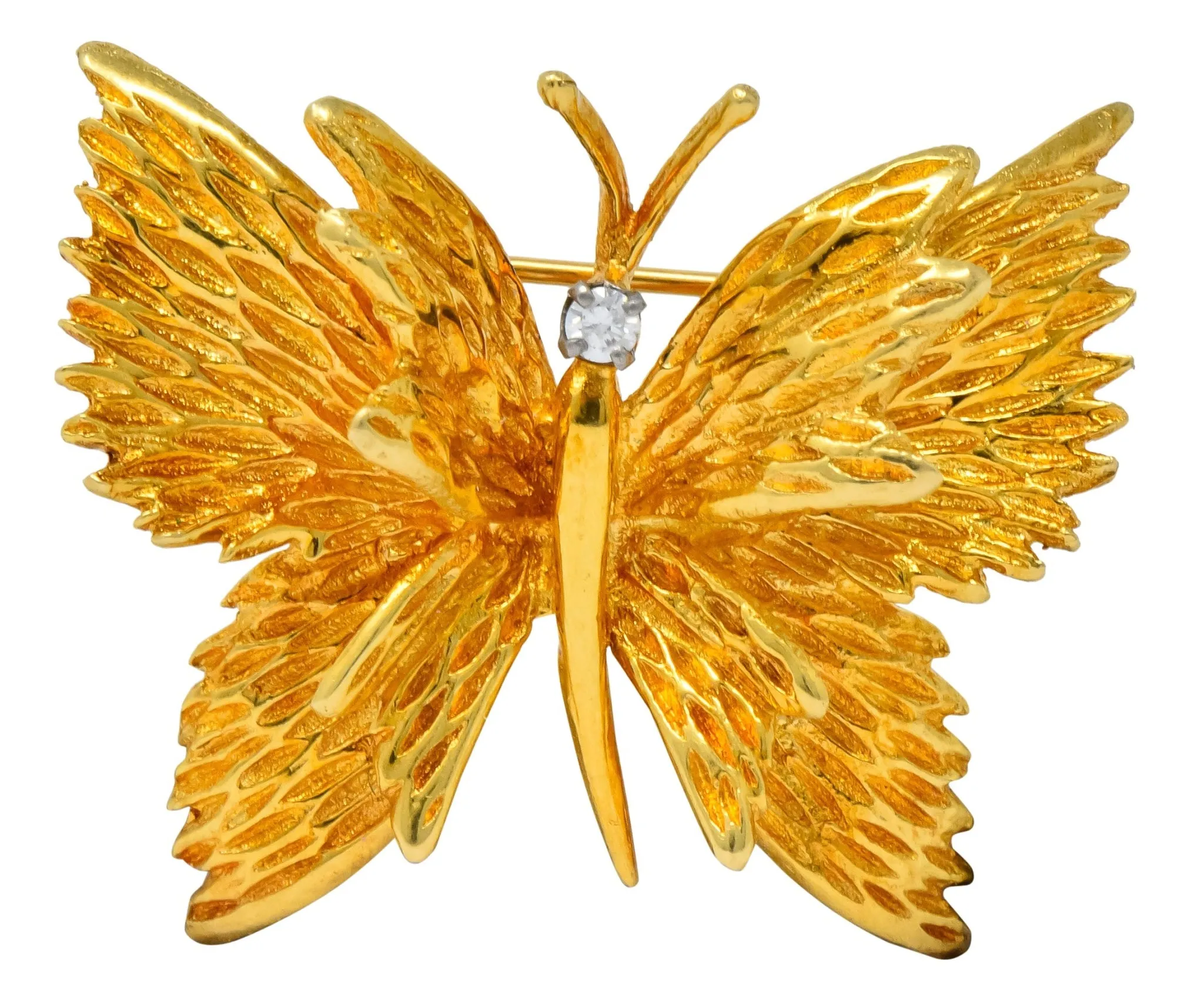 Retro Tiffany & Co. Diamond 18 Karat Gold Butterfly Brooch