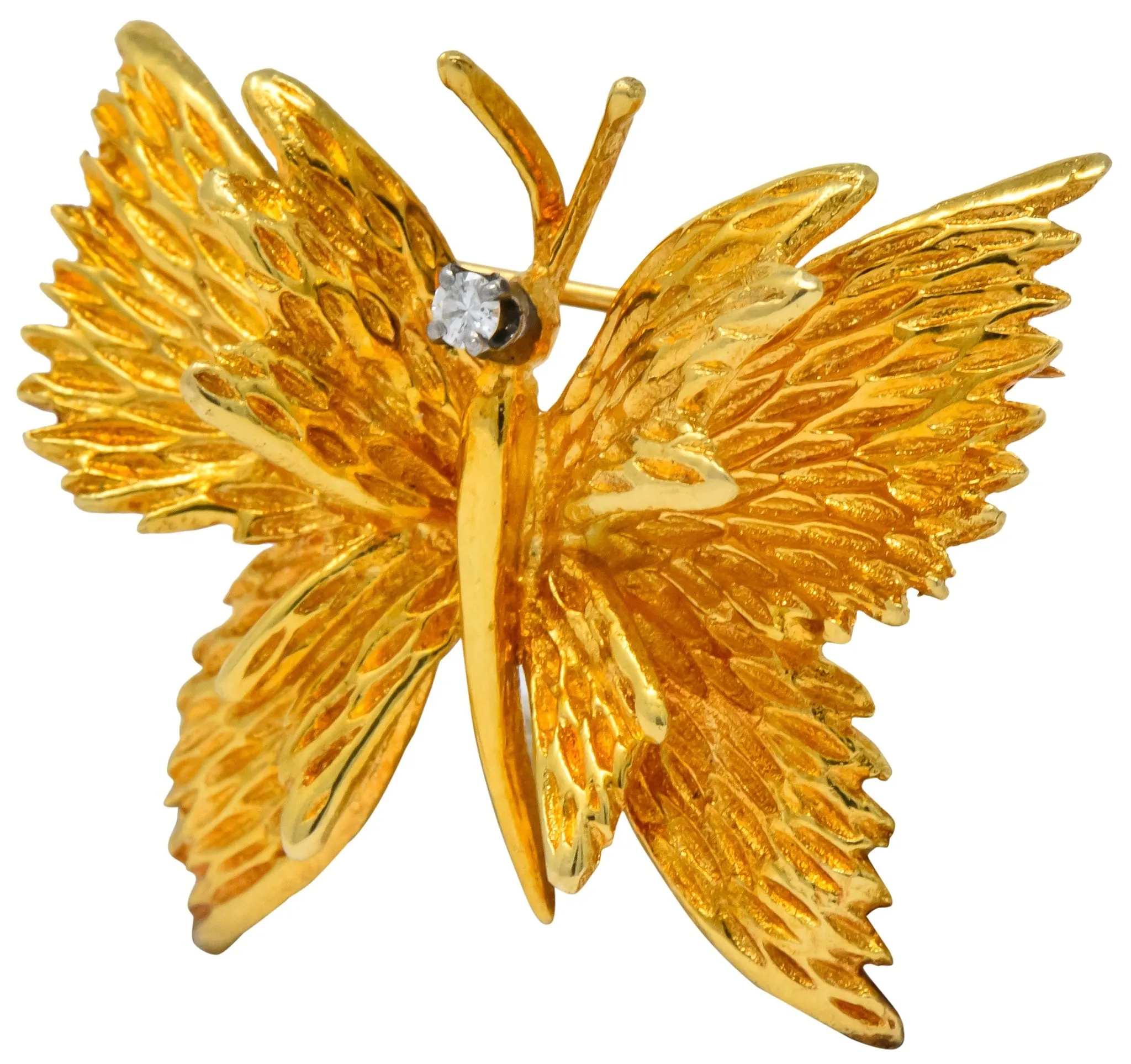 Retro Tiffany & Co. Diamond 18 Karat Gold Butterfly Brooch