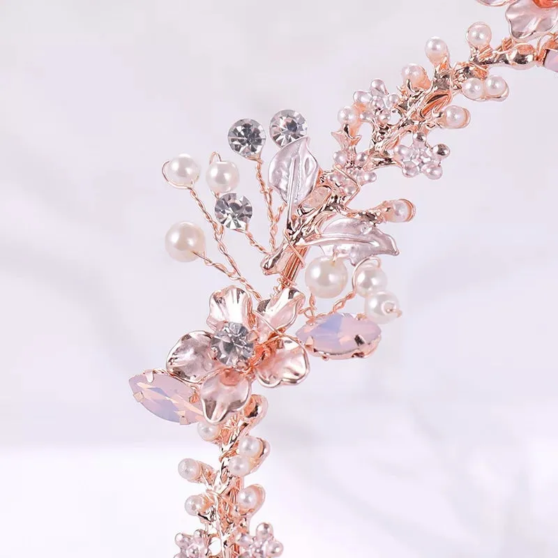 Rose gold crystal flower tiara - pre order