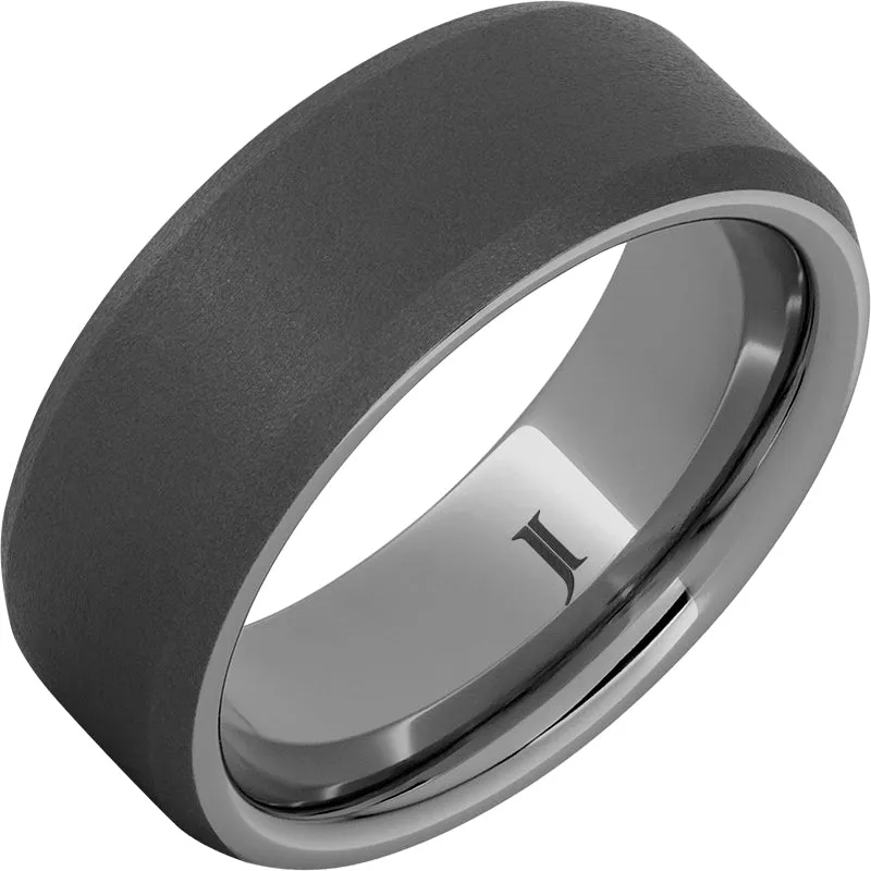 Rugged Tungsten Beveled Edge Ring with Sandblast Finish