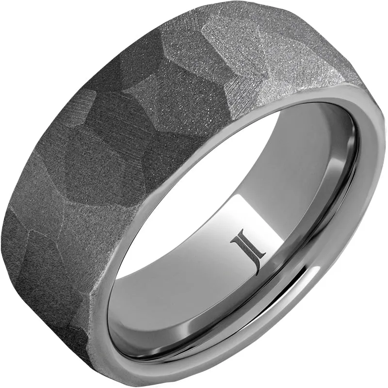 Rugged Tungsten Chisel Sandblast Ring