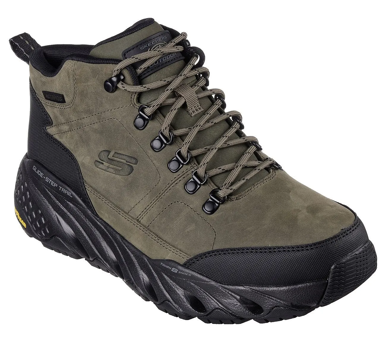 SKECHERS Men's Glide-Step Trail-Salado Running Shoe (Olive/Black)