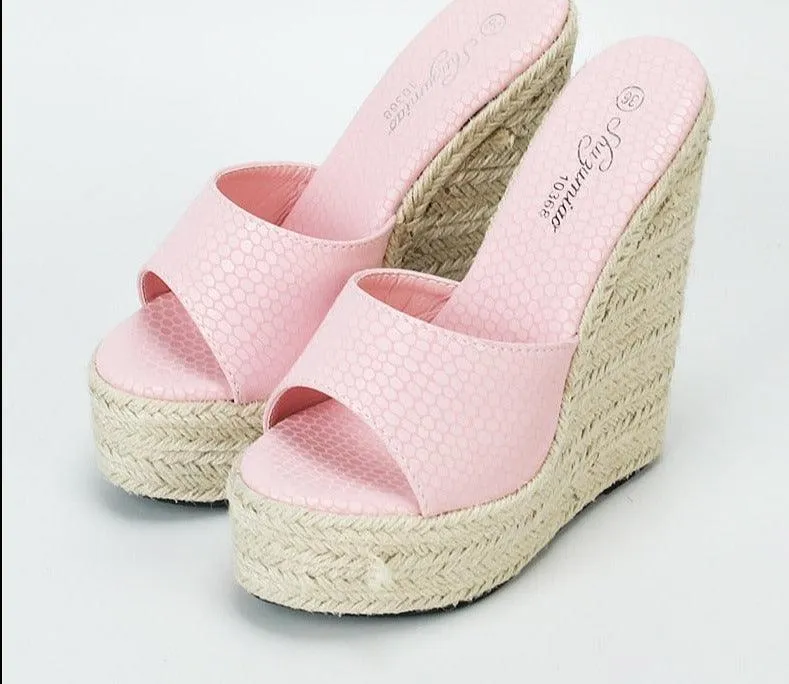 Slip-on High Heels Wedge Sandals