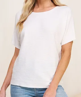 Soft Ribbed Short Sleeve Top - Off White