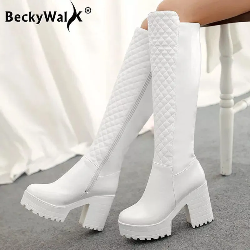 Square High Heels Riding Boots Women