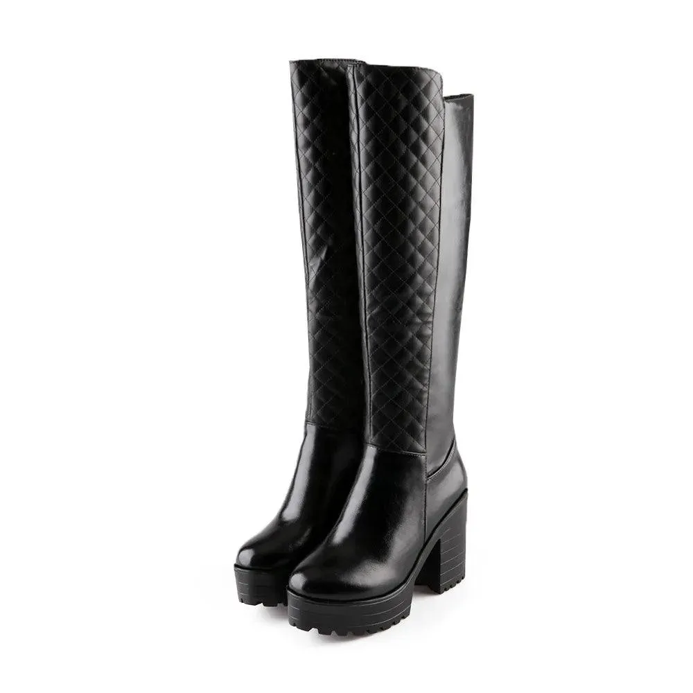 Square High Heels Riding Boots Women