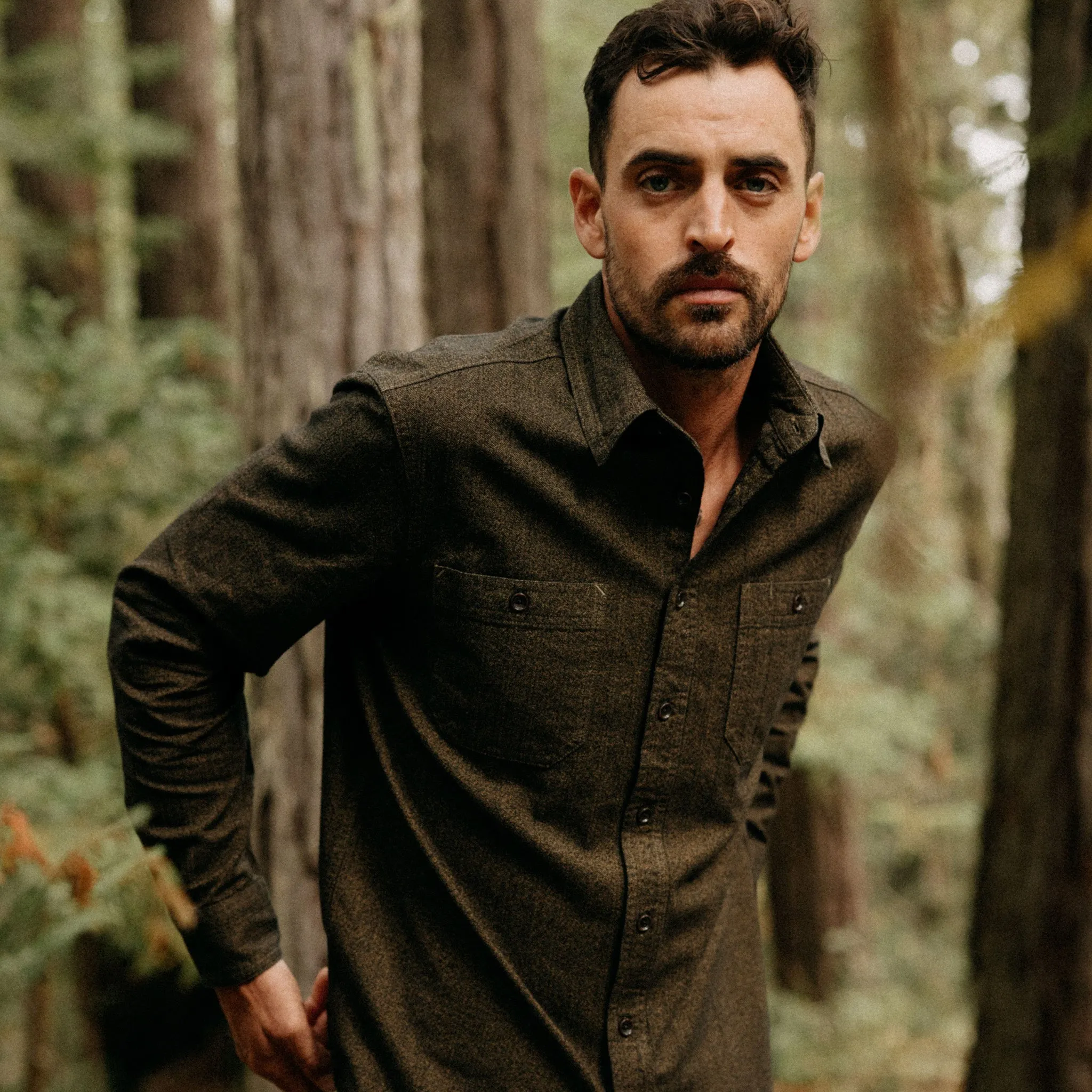 The Utility Shirt in Tarnished Brass Herringbone