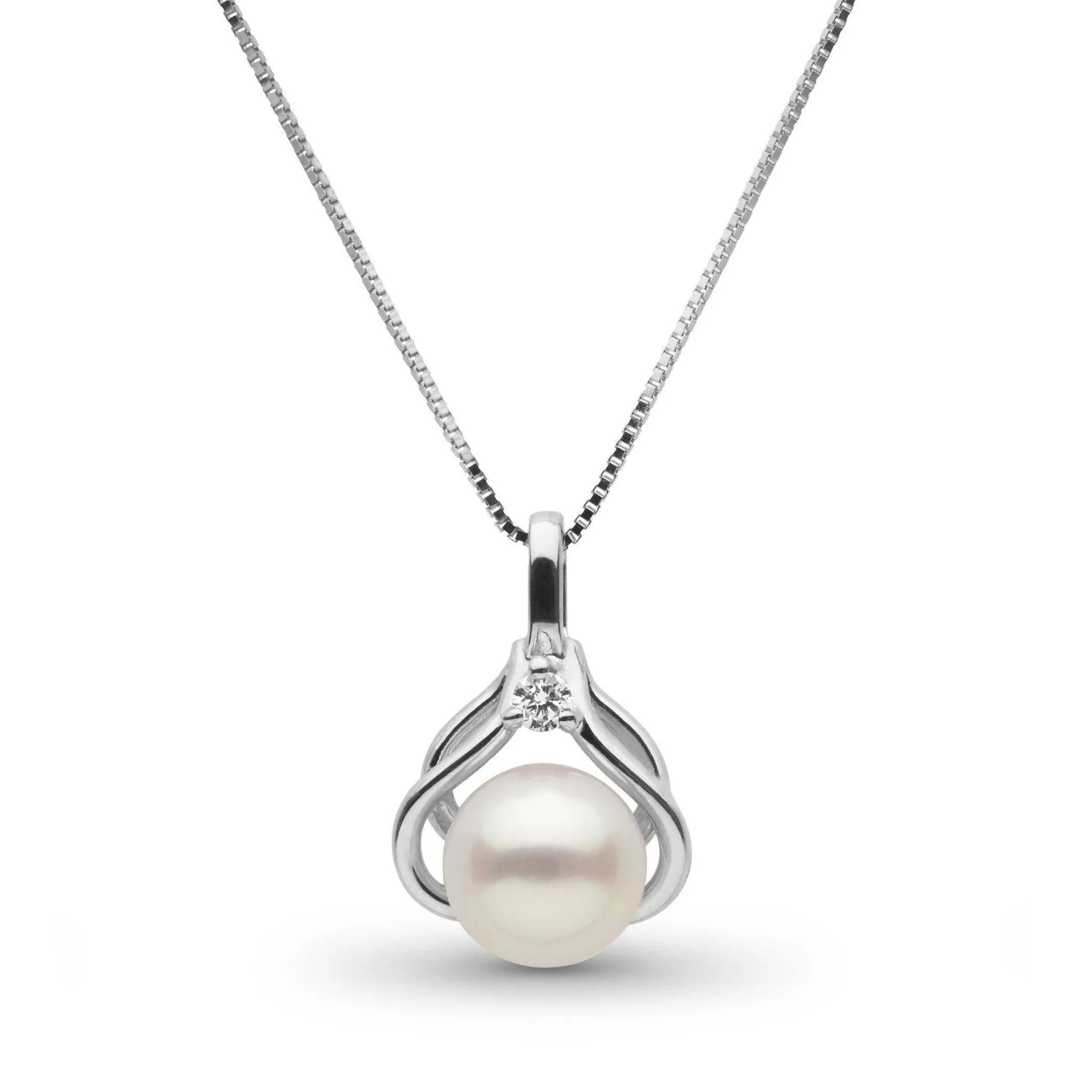 Tiara Collection Akoya Pearl and Diamond Pendant