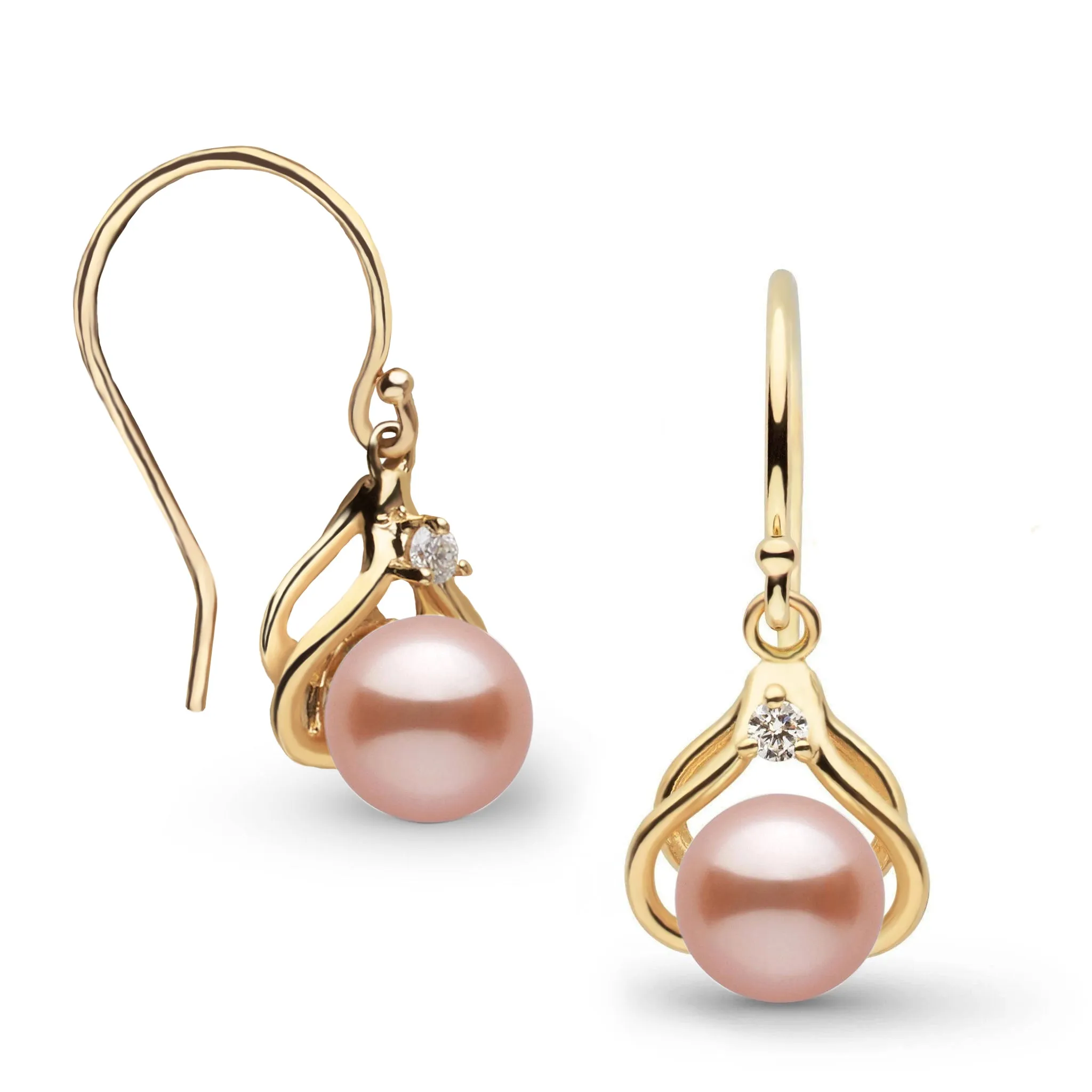 Tiara Collection Pink Freshadama Pearl and Diamond Earrings