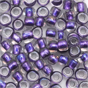 Toho Round Seed Beads 6/0 265 'Rainbow Crystal/Metallic Purple Lined' 8 Gram Tube