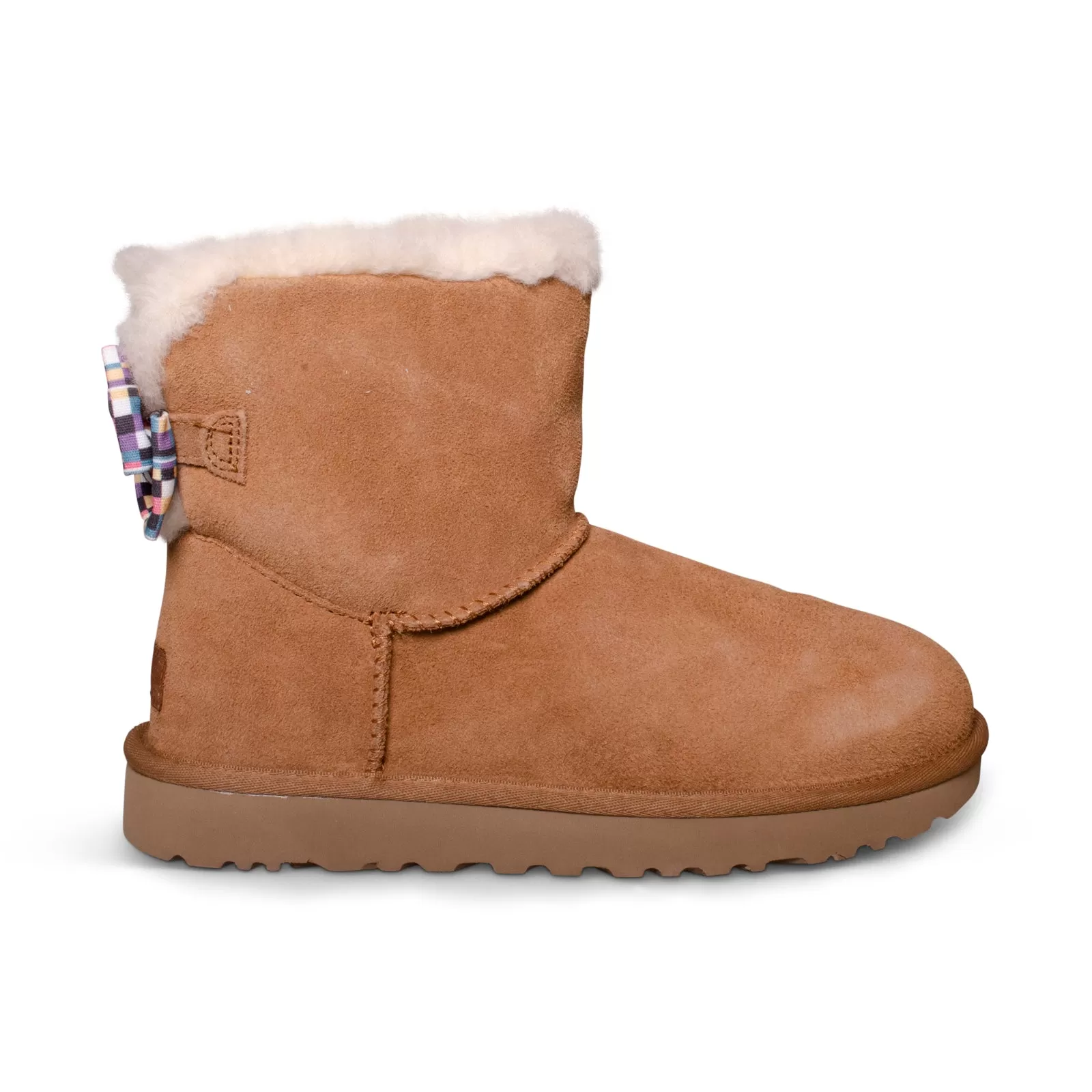 UGG Mini Bailey Bow Checker Chestnut Boots - Women's