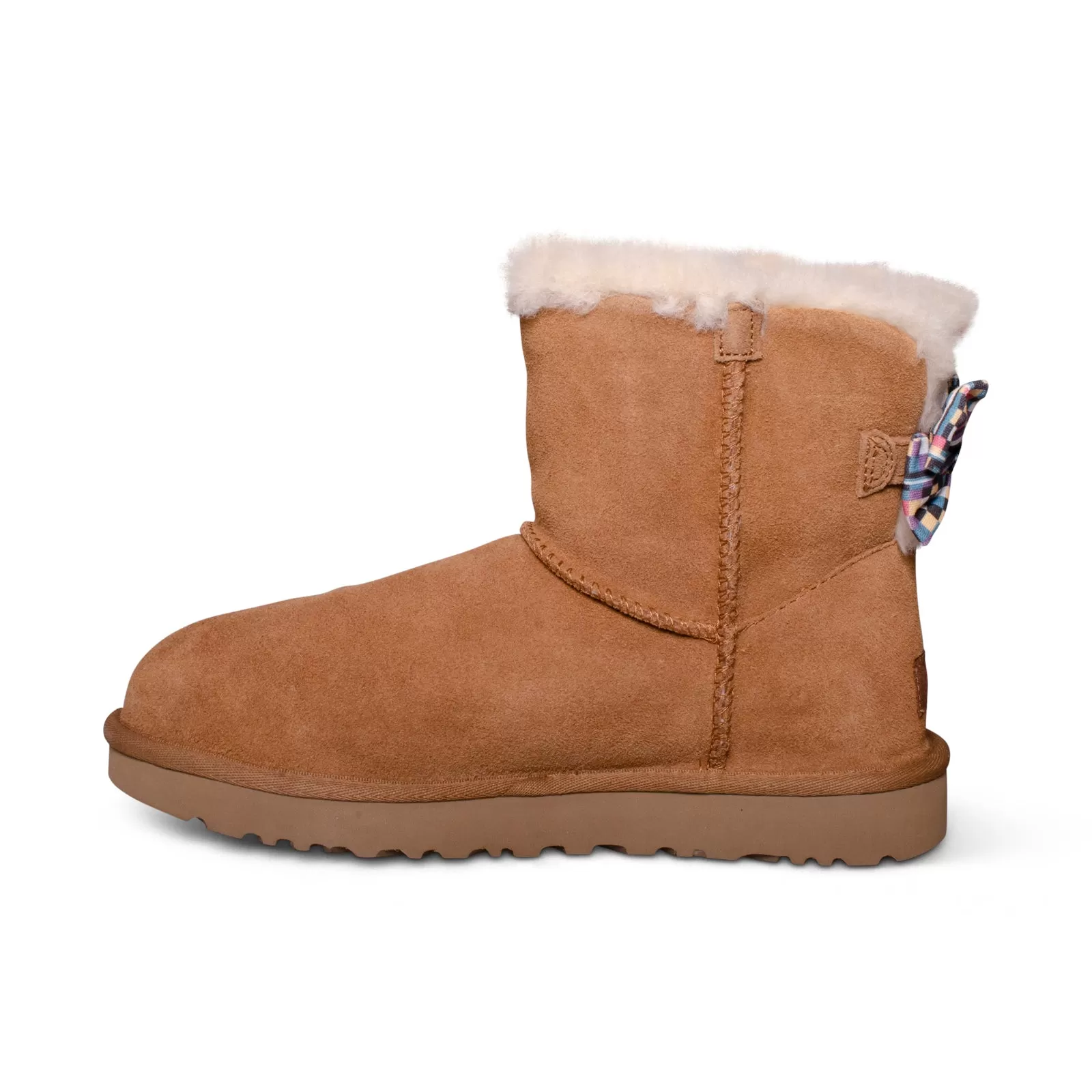 UGG Mini Bailey Bow Checker Chestnut Boots - Women's