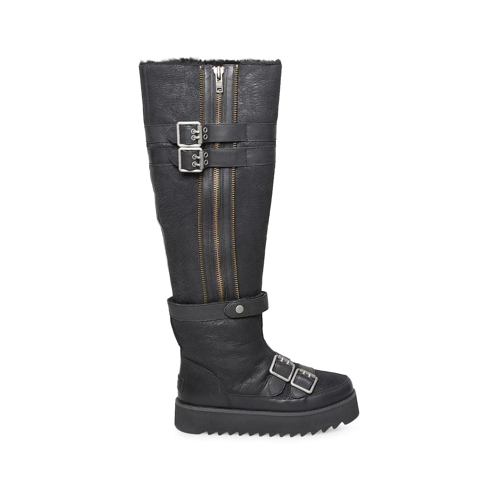 UGG Moto Punk Over The Knee Black Boots - Women's