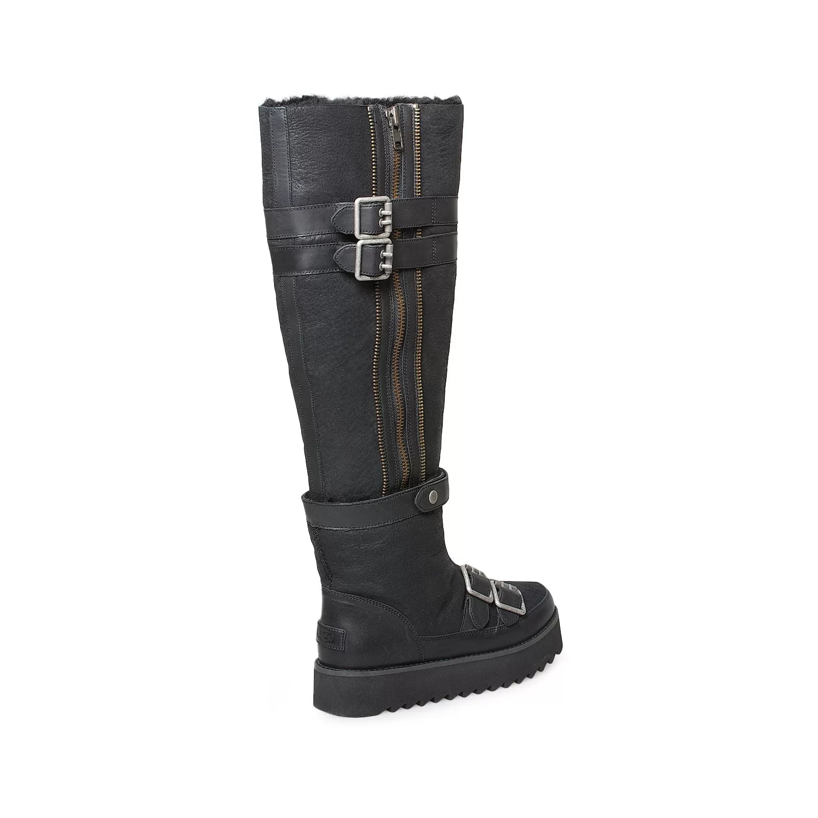 UGG Moto Punk Over The Knee Black Boots - Women's