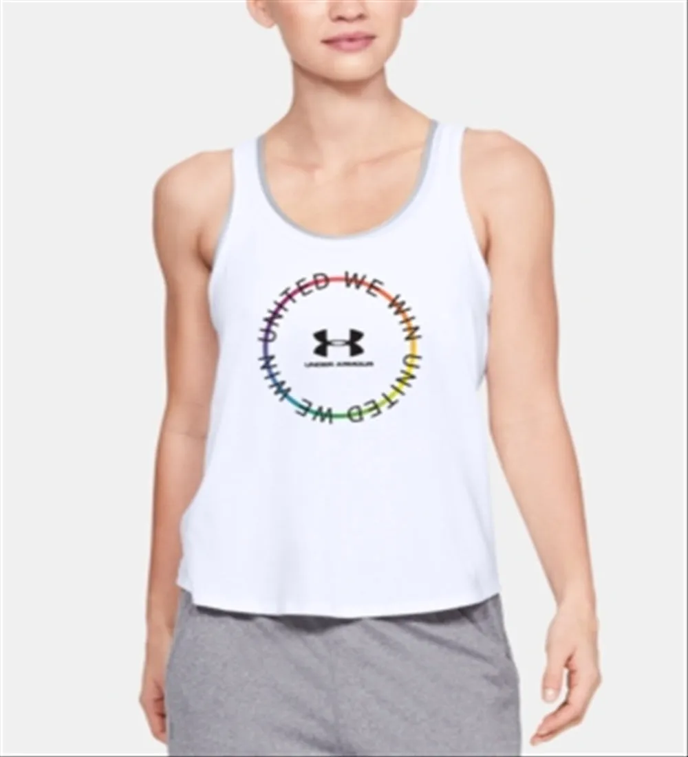 Under Armour Women's Pride Graphic Racerback Tank Top White Size Medium