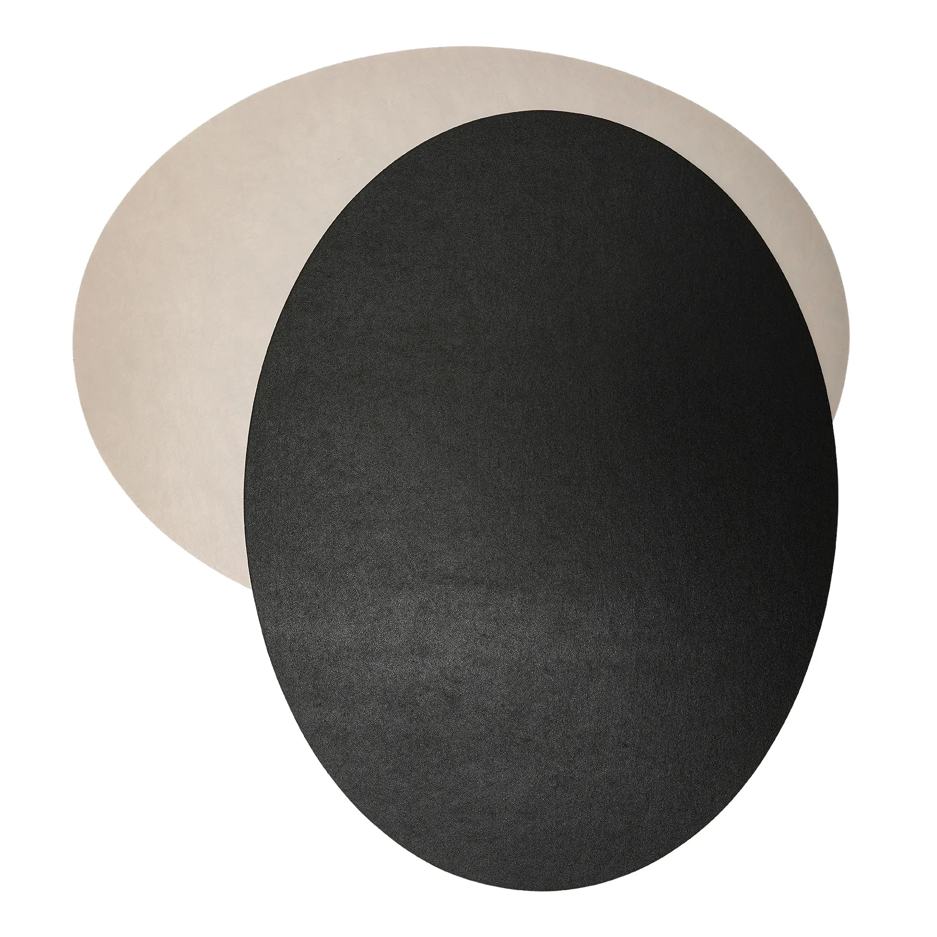 Washable Paper Oval Placemat Reversible in Black/Cachemire