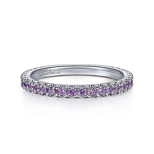 White Gold Amethyst Stackable Ring