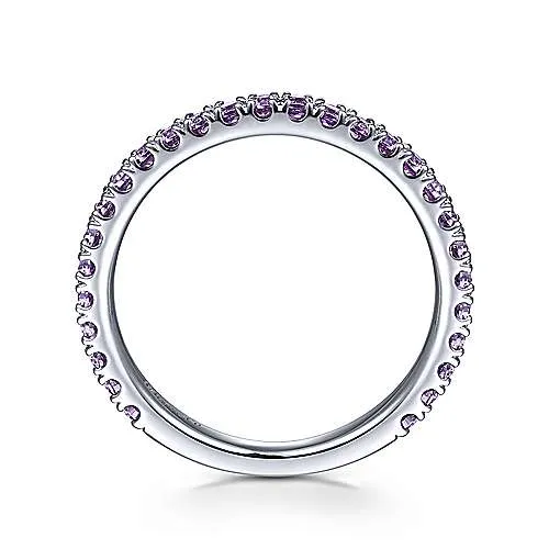 White Gold Amethyst Stackable Ring