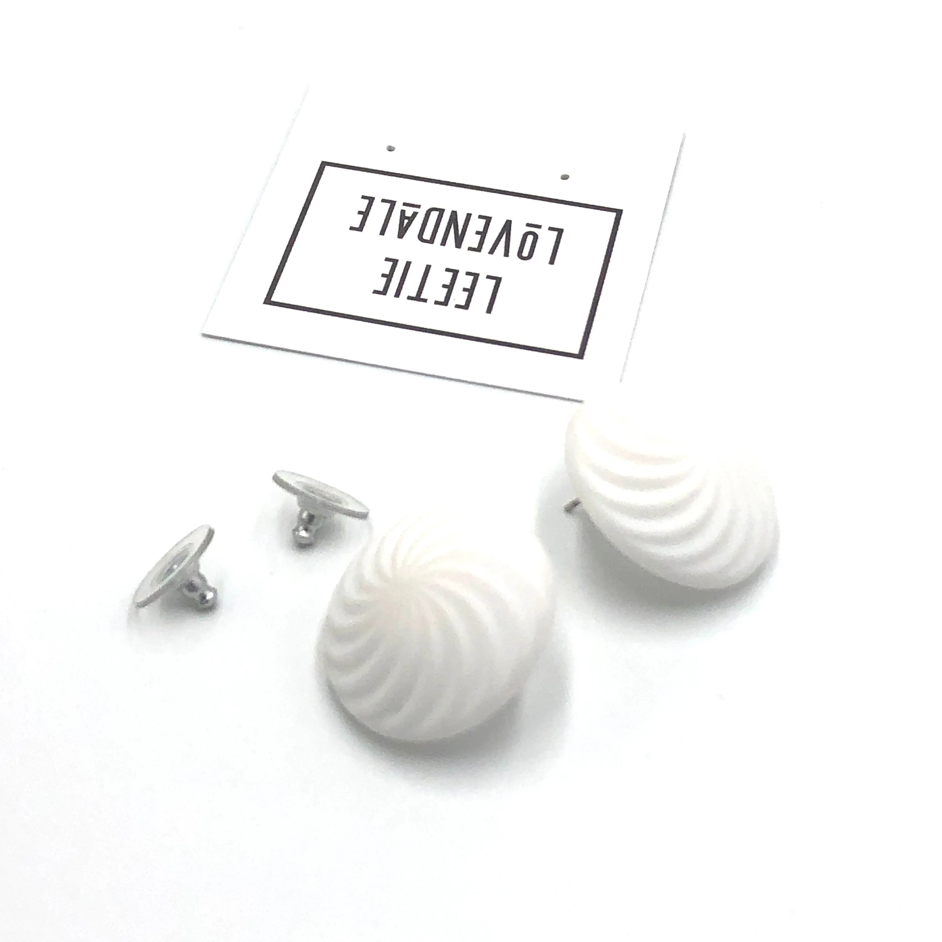 White Vortex Retro Button Stud Earrings