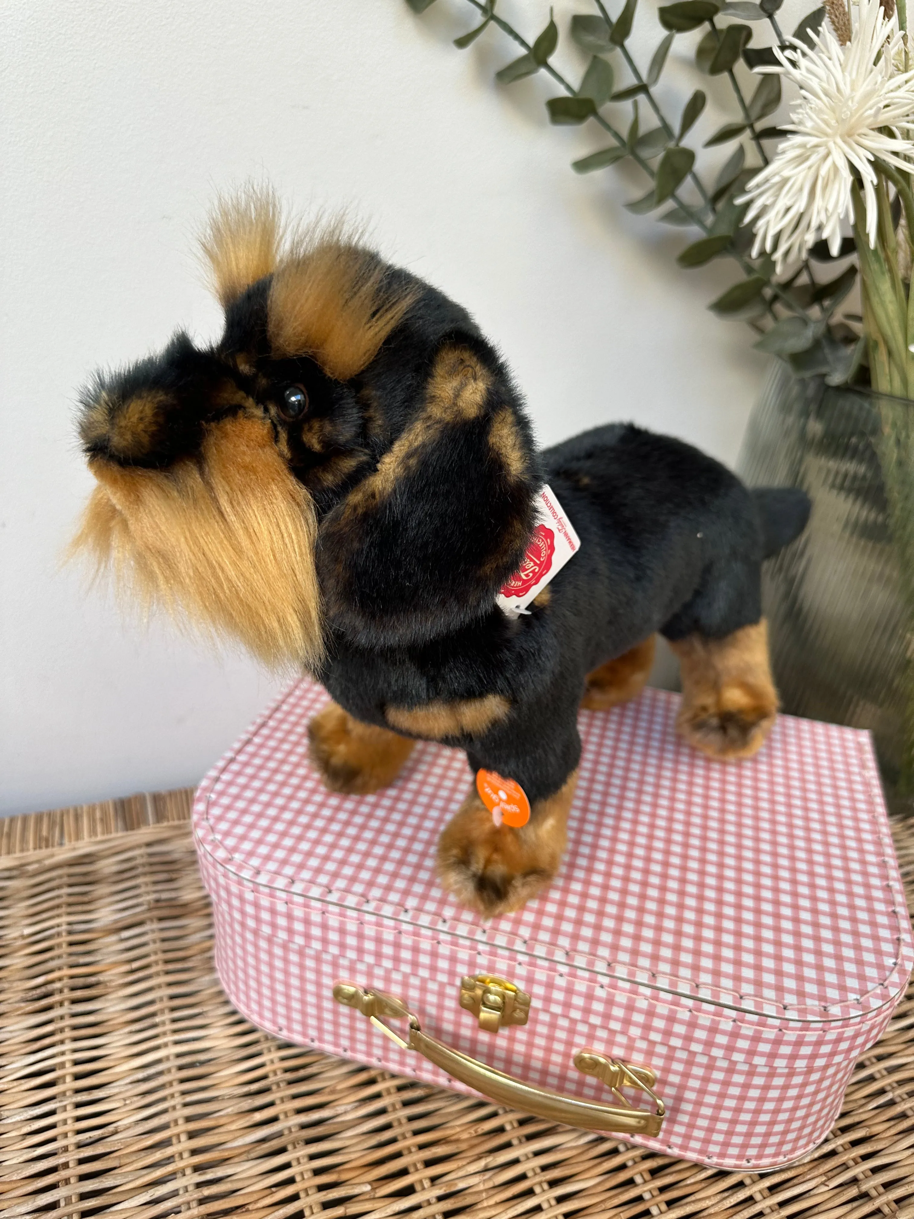 Wire-haired small Plush 28cm Hermann Teddy Bear standing Dachshund