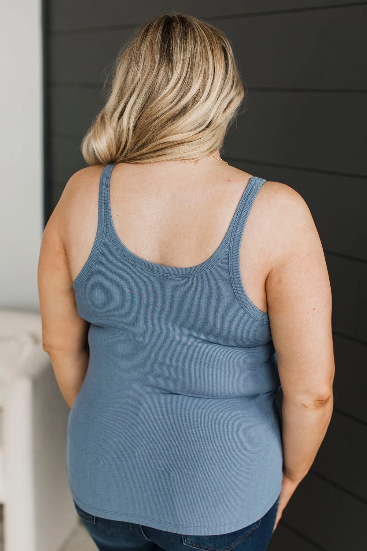 Work Up The Nerve Tank Top- Slate Blue