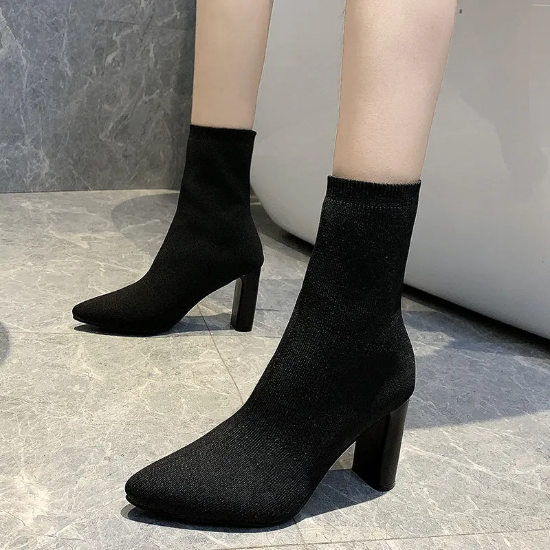 Yarn Pointed High Heels