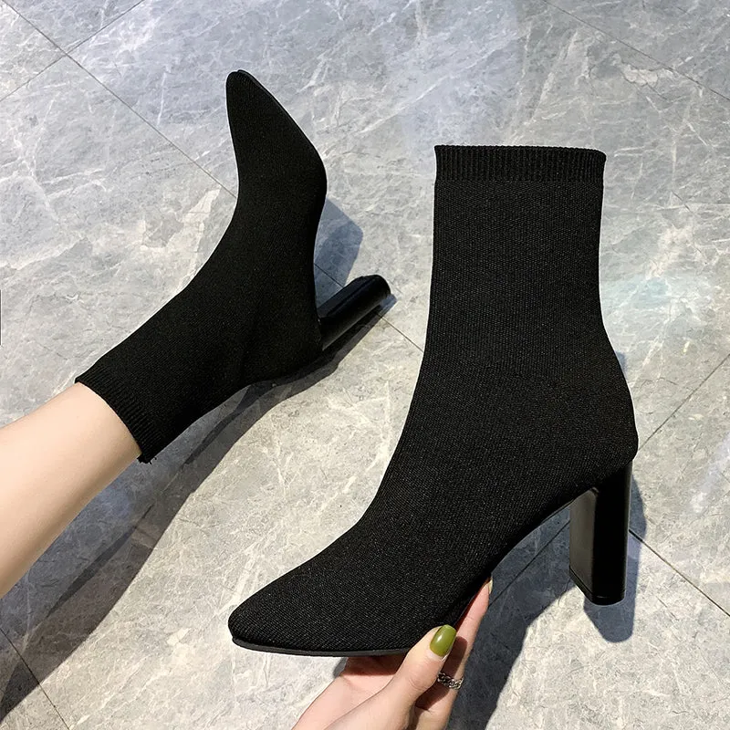 Yarn Pointed High Heels