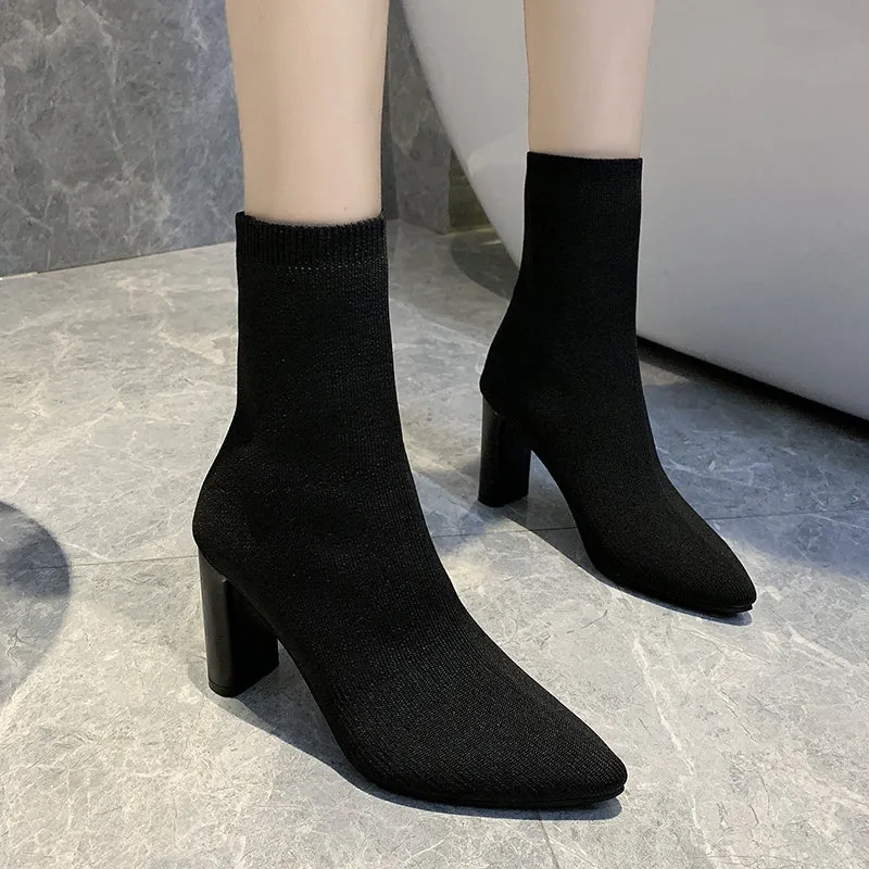 Yarn Pointed High Heels